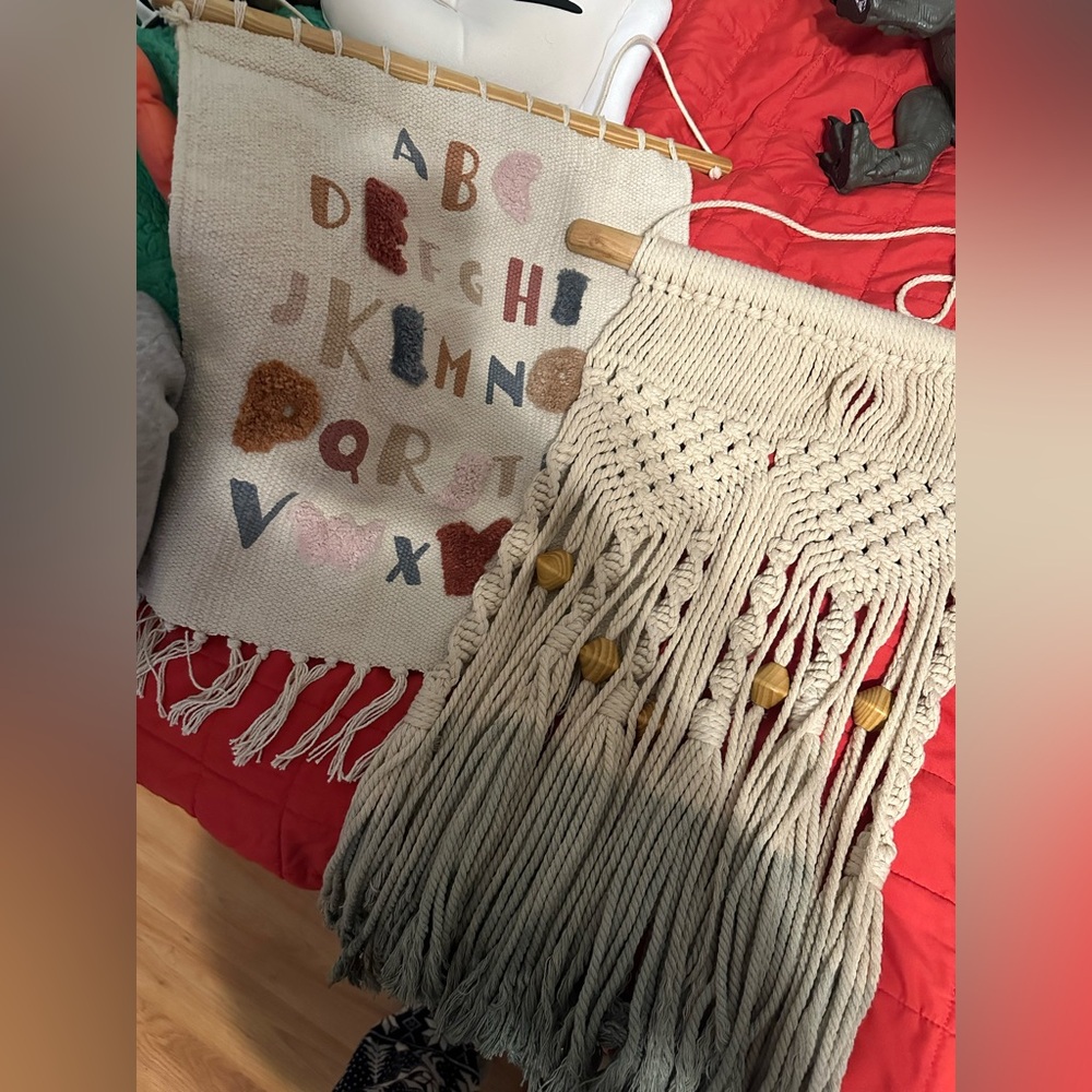 Nursery/Playroom Handmade Macramé Wall Hanging with Alphabet Design